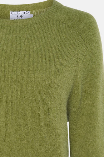 T-shirt vert avec col rond de Clouds of Fashion, en une texture fine tr