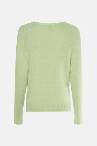 T-shirt vert avec col rond de Clouds of Fashion, tricoté uni avec des manches longues.