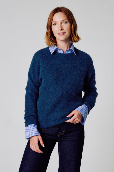 Pull à col rond - bleu