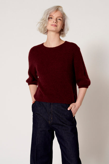Pull à col rond - bordeaux
