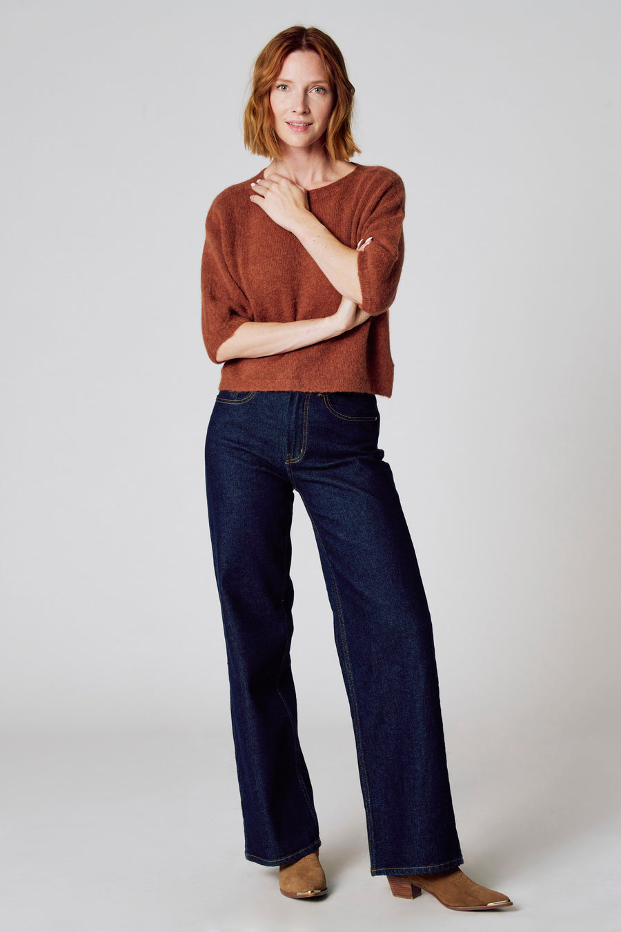 Pull à col rond - brun - Clouds of Fashion