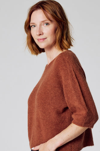 Pull à col rond - brun - Clouds of Fashion