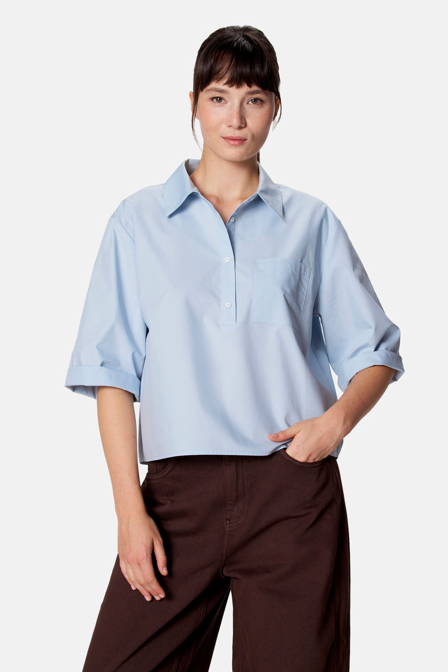 Blouse à manches 3/4 - bleu