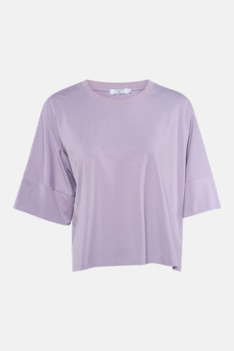 T-shirt violet à manches courtes de Clouds of Fashion, avec une coupe droite et des manches courtes évasées.