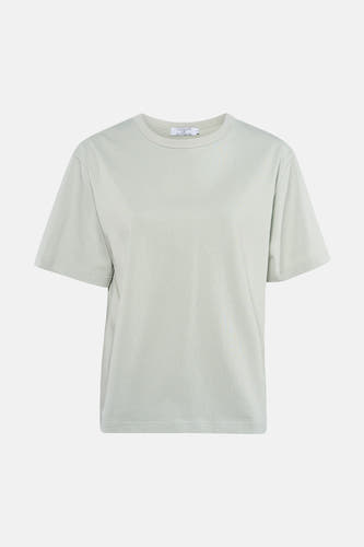 T-shirt bleu à manches courtes de Clouds of Fashion, couleur unie, avec col rond.