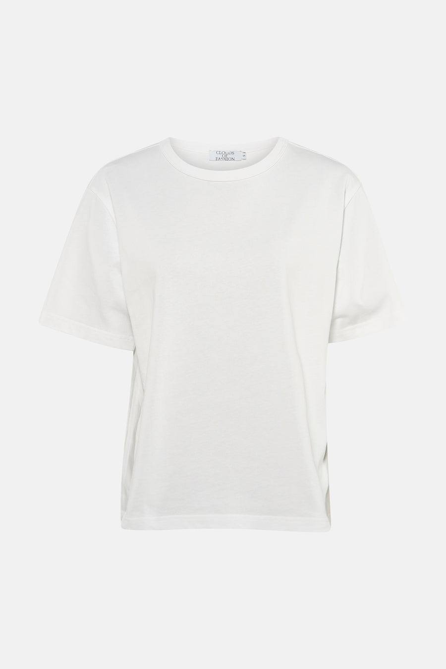 T-shirt blanc à manches courtes de Clouds of Fashion, uni et de coupe classique.
