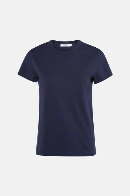 Blauw T-shirt met korte mouwen van Clouds of Fashion, effen en met een ronde hals.