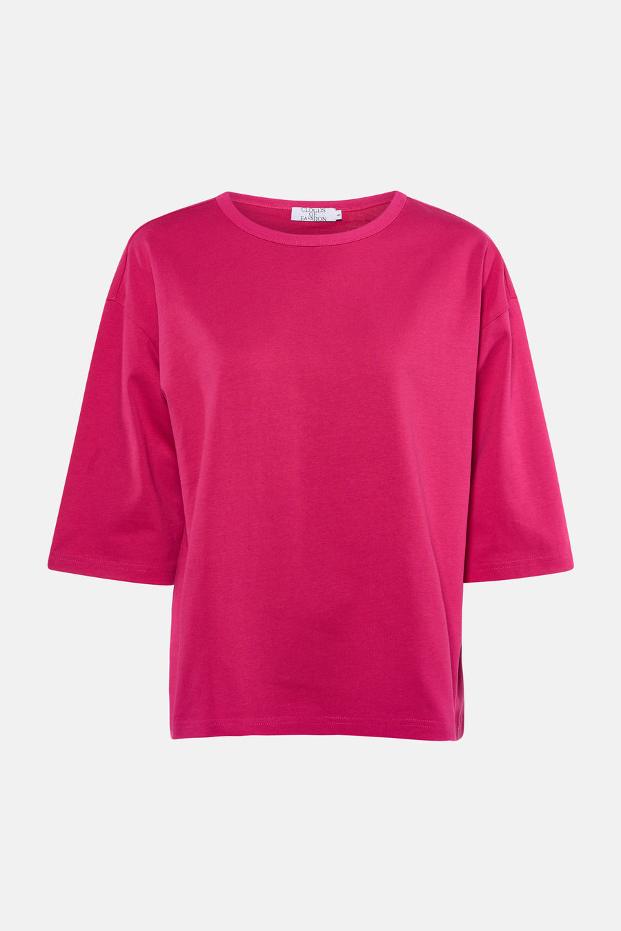 T-shirt rose à manches courtes de Clouds of Fashion, tissu uni et coupe décontractée.