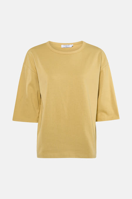 Geel T-shirt met korte mouwen van Clouds of Fashion, met een losse pasvorm.