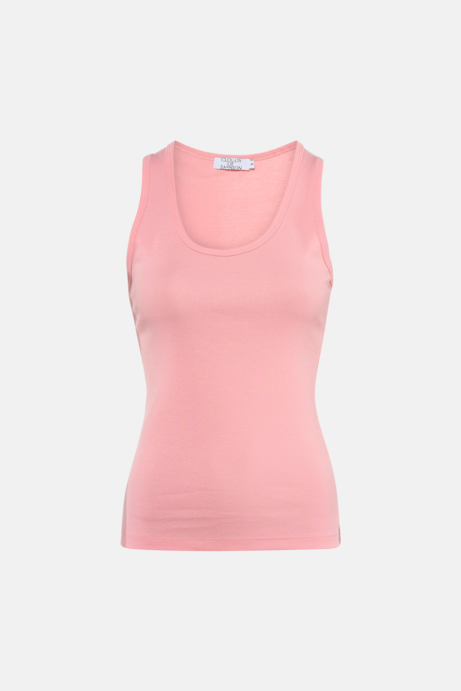Débardeur rose de Clouds of Fashion, avec un col rond et des bretelles sans manches.
