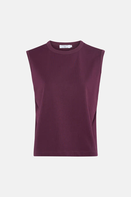 Paarse singlet van Clouds of Fashion, mouwloos model met een ronde hals.