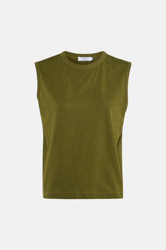 Débardeur vert de Clouds of Fashion, modèle sans manches avec un col rond.