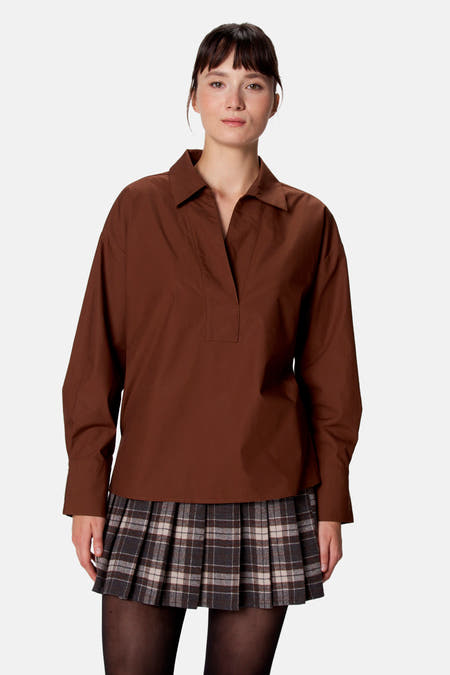 Blouse à manches longues - brun