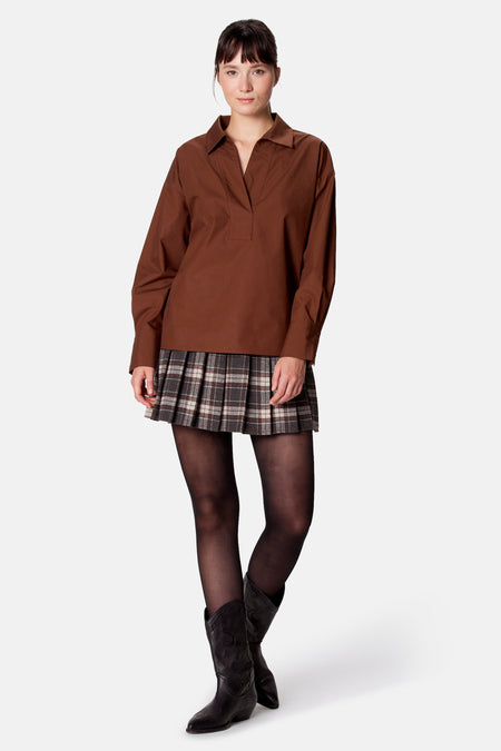 Blouse à manches longues - brun