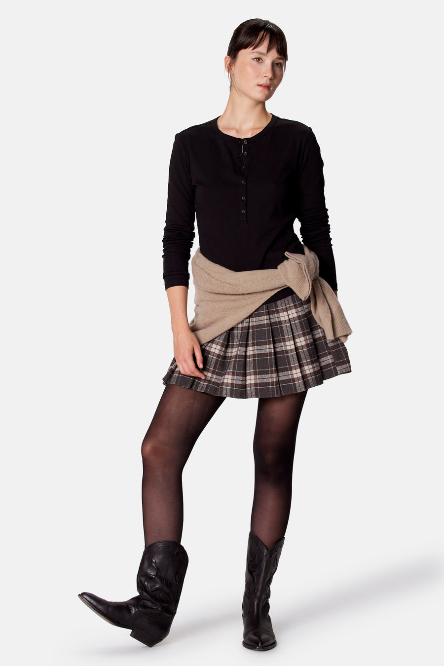 Top uni manche longue noir - Clouds of Fashion