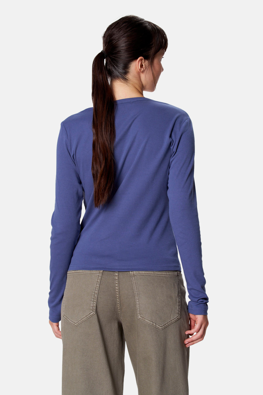 Top uni manche longue bleu - Clouds of Fashion