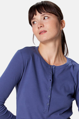 Top uni manche longue bleu - Clouds of Fashion
