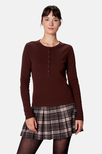 Top uni manche longue brun - Clouds of Fashion