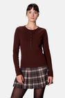 Top uni manche longue brun - Clouds of Fashion
