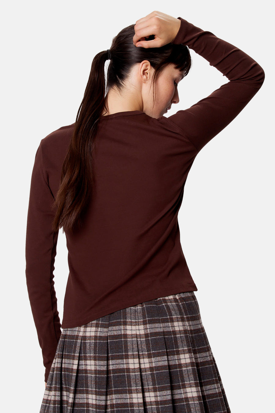 Top uni manche longue brun - Clouds of Fashion
