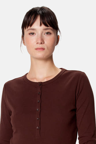Top uni manche longue brun - Clouds of Fashion