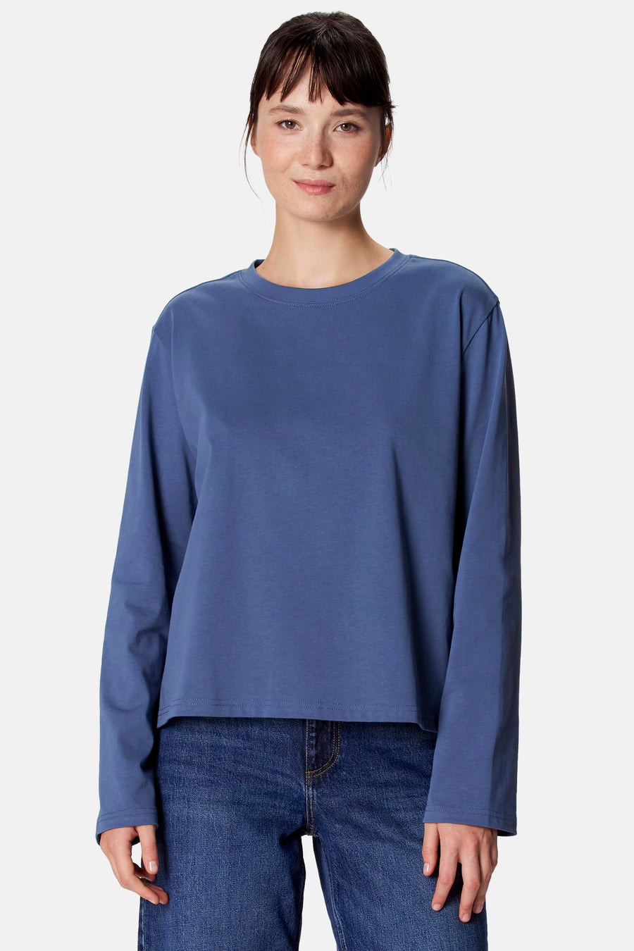 Top uni manche longue bleu - Clouds of Fashion