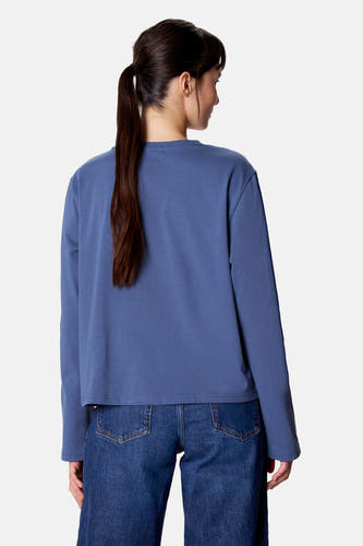 Top uni manche longue bleu - Clouds of Fashion
