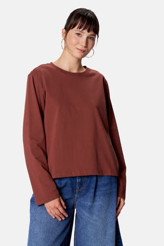 Top uni manche longue brun - Clouds of Fashion