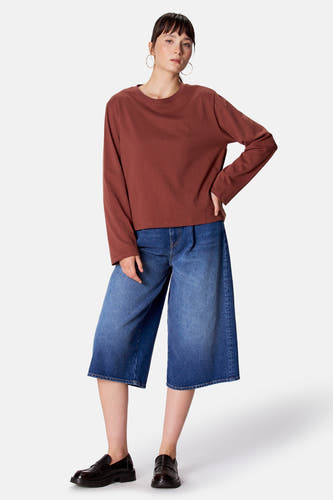 Top uni manche longue brun - Clouds of Fashion