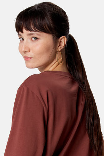 Top uni manche longue brun - Clouds of Fashion