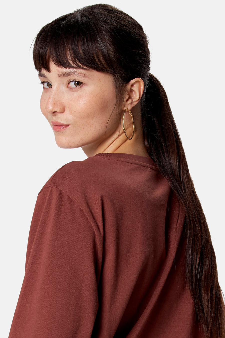 Top uni manche longue brun - Clouds of Fashion