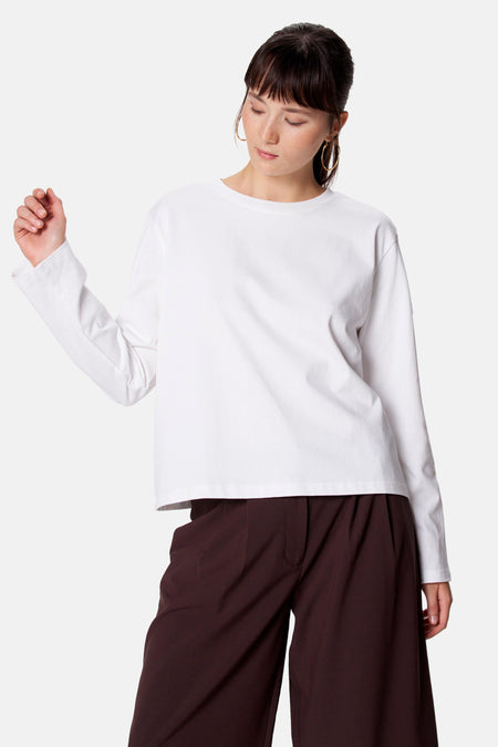 Top uni manche longue blanc - Clouds of Fashion