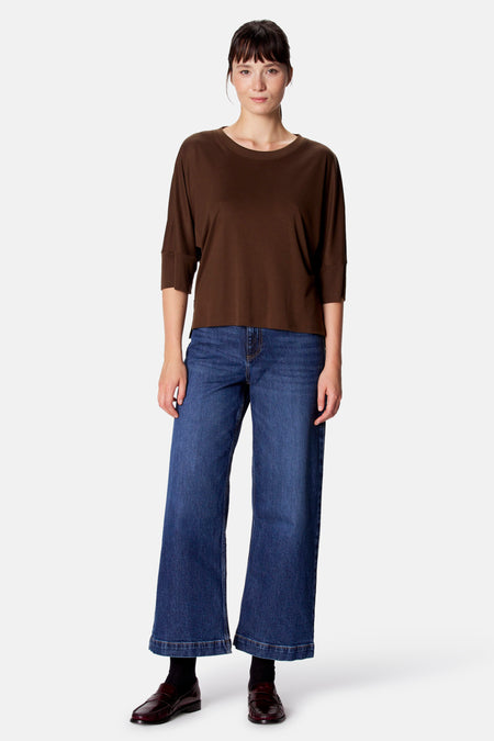 Top uni manche courte brun - Clouds of Fashion