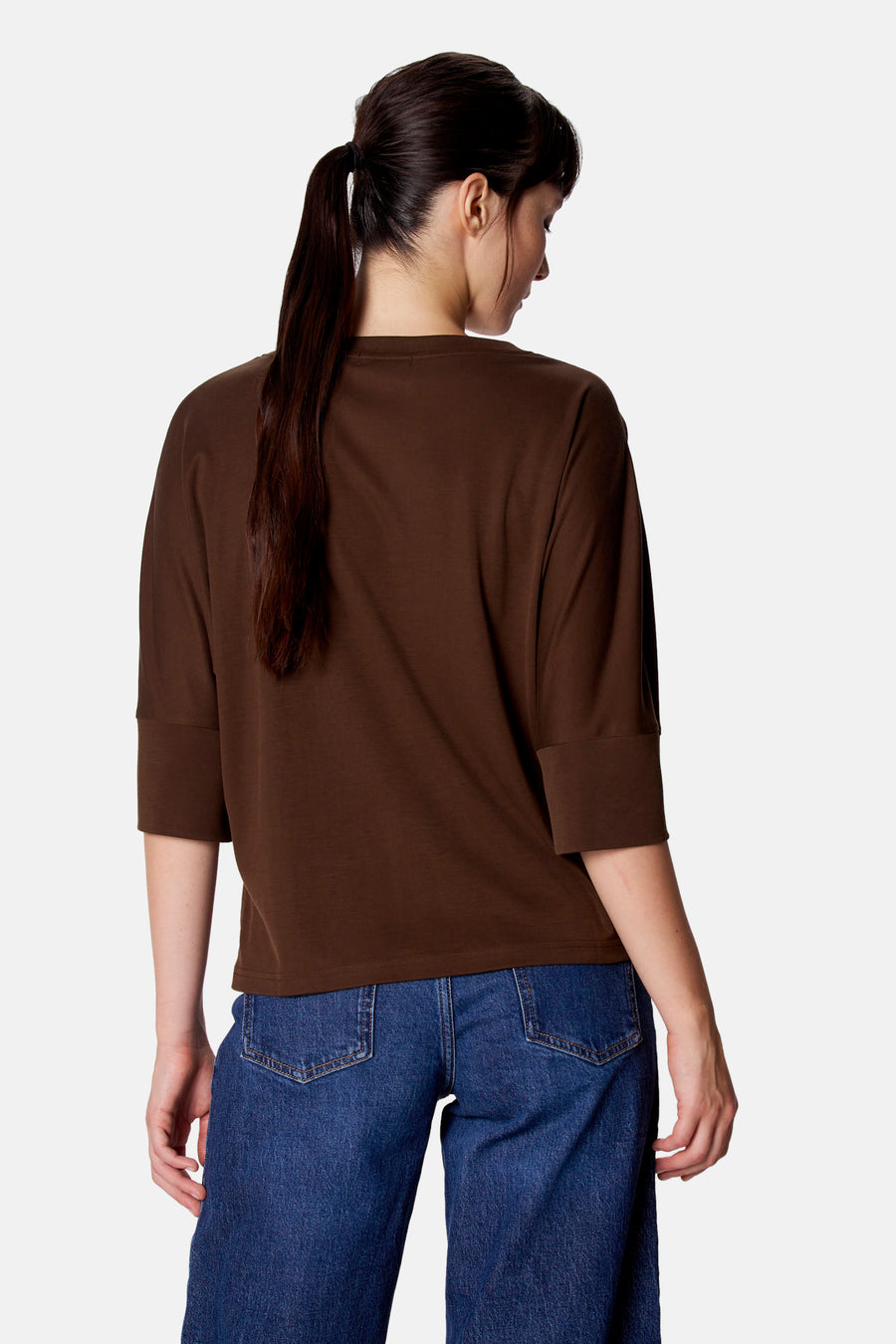 Top uni manche courte brun - Clouds of Fashion