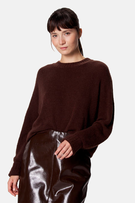 Pull col V - brun