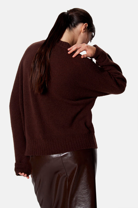 Pull col V - brun