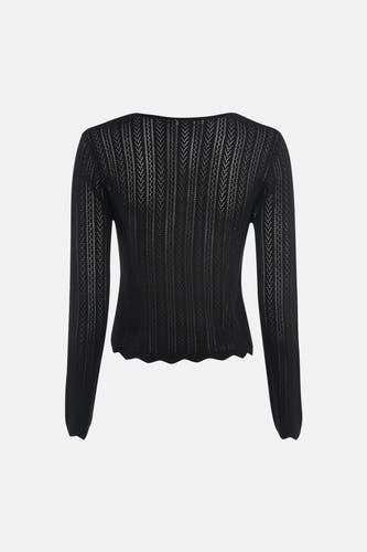 T-shirt à manches longues noir HAILYS, avec motif ajouré.