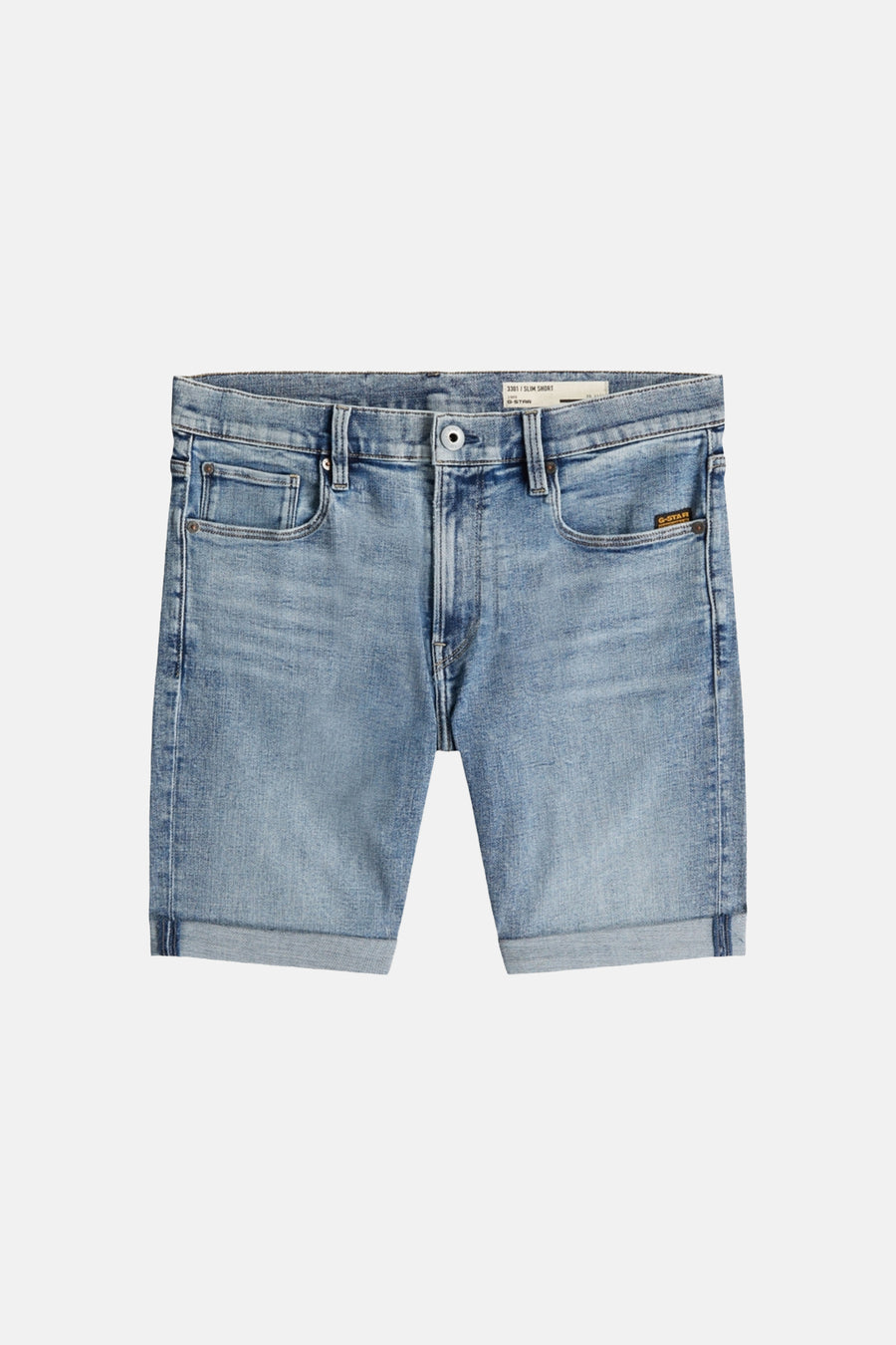 Short en jean bleu clair de G-Star RAW avec ourlets retroussés.