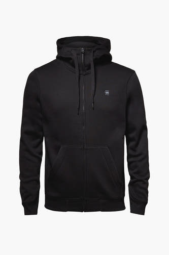 Zwarte sweater van G-Star RAW met lange mouwen, capuchon en ritssluiting.