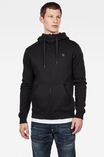 Pull-over noir G-Star RAW à manches longues, capuchon et fermeture éclair.