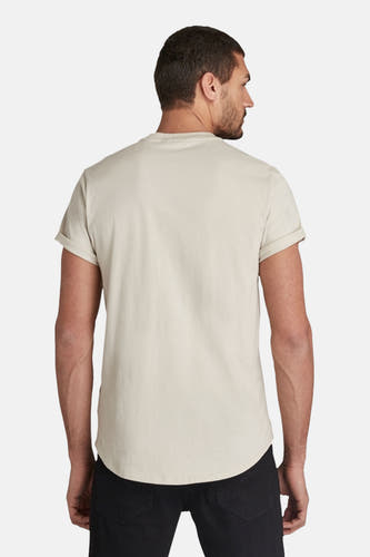 T-shirt écru à manches courtes de G-Star RAW, avec manches retroussées et un petit logo sur la poitrine.