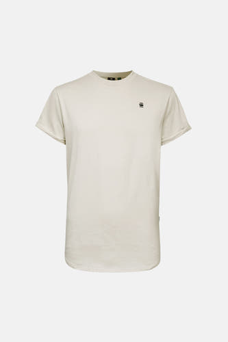 Ecru T-shirt met korte mouwen van G-Star RAW, met opgerolde mouwen en een klein logo op de borst.