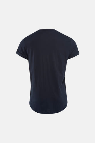 T-shirt bleu à manches courtes de G-Star RAW, avec manches retroussées et un design uni, dos.