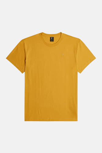 T-shirt jaune à manches courtes de G-Star RAW, couleur unie avec un col rond et un logo discret sur la poitrine.