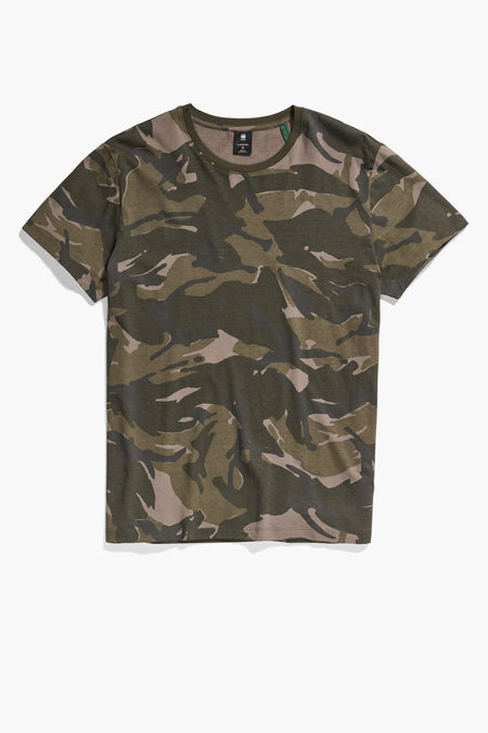 T-shirt camouflage vert de G-Star RAW, avec manches courtes et col rond.