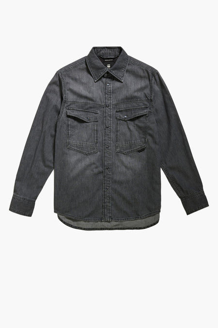 T-shirt de jeans noir G-Star RAW, avec des manches longues et deux poches po.