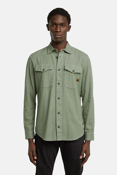 Chemise verte à longues manches de G-Star RAW, avec poches po poitrine et col boutonné.