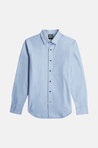 Chemise bleue à manches longues de G-Star RAW, avec col boutonné et logo subtil sur la poitrine.