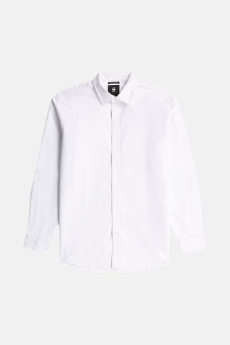 Chemise blanche à manches longues de G-Star RAW, tissu lisse, col classique.