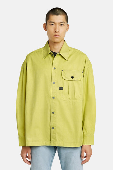Chemise verte à manches longues de G-Star RAW, vue de dos avec une coupe droite et un col boutonné.